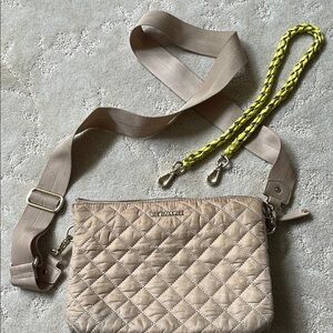 MZ Wallace Beige Quilted Crossbody Bag